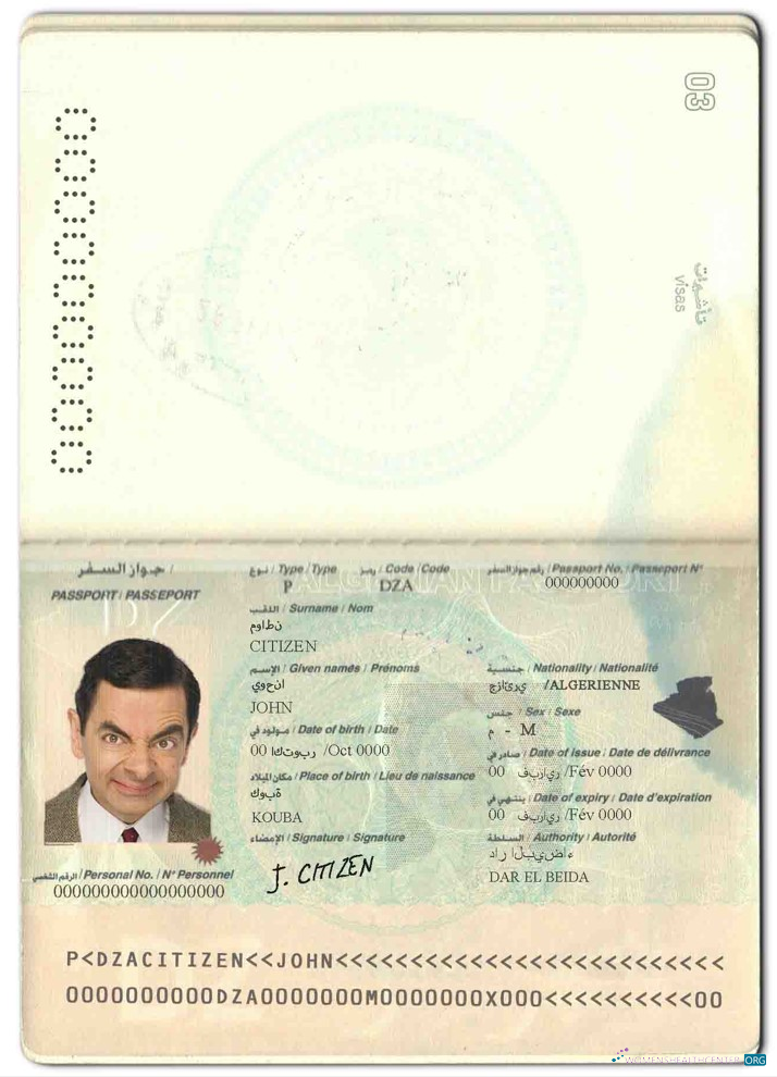 Download Algeria passport Photoshop template